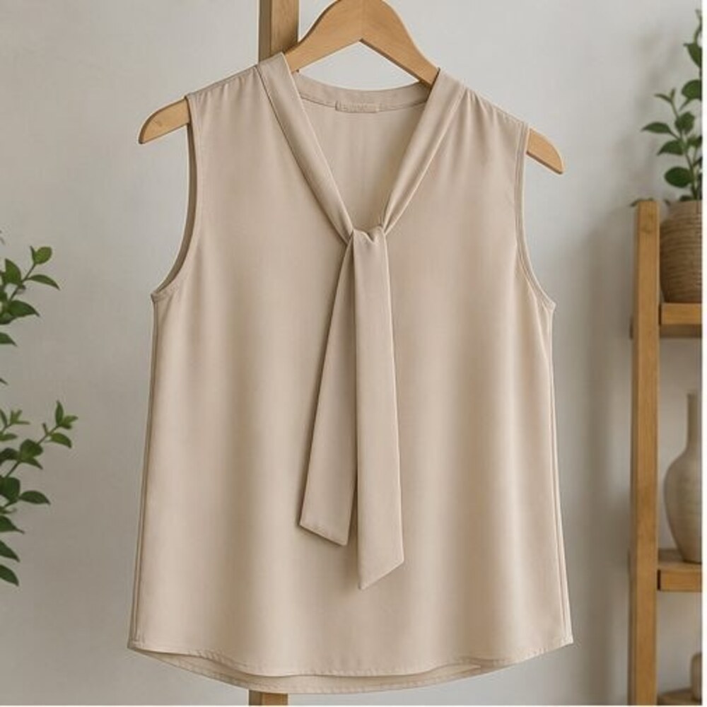 Sand V Neck Top